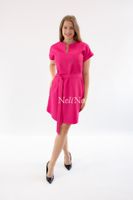 Elegancka sukienka z paskiem Camilla Fuksja z brokatem 36