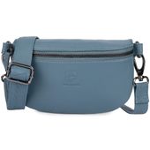 mała saszetka skórzana typu nerka wielofunkcyjna - szaroniebieska