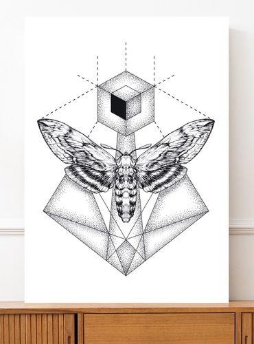 Plakat ćma motyl geometryczny dotwork 21x29,7 cm A4 na Arena.pl