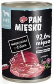 Karma dla psa o wysokiej zawartości mięsa Pan Mięsko Wieprzowina, Dzik 400g