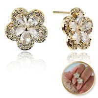 Kolczyki Ze Stali Szlachetnej Pozłacanej 14K Złotem, Cyrkonie, Sztyft Srebr