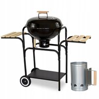 Grill okrągły węglowy z POKRYWĄ + ROZPALACZ półka SOLIDNY na taras GW0101