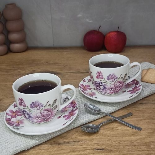 LIVELLO KOMPLET 2 FILIŻANEK PORCELANOWYCH ZE SPODKIEM 250 ML / 14 CM KWIATY na Arena.pl