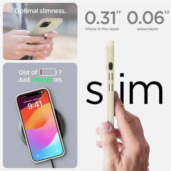etui spigen thin fit na iphone 15 plus - beżowe zdjęcie 7