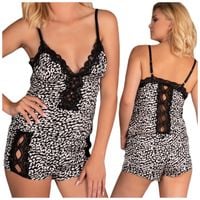 SEKSOWNA PIŻAMKA Z KORONKĄ KOMPLET DAMSKI L/XL