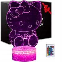 LAMPKA NOCNA HELLO KITTY 3D DLA DZIECI BIURKO BAJKA LED 7 KOLOR USB + PILOT