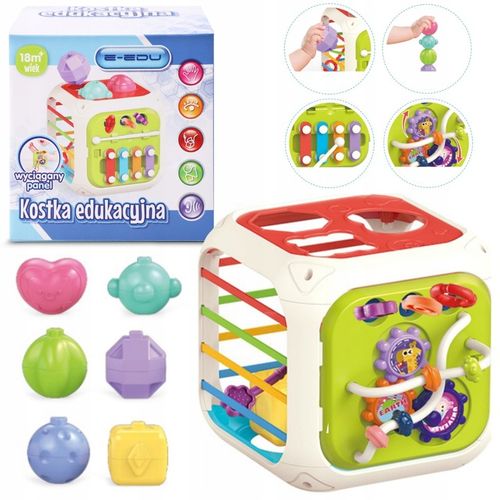 INTERAKTYWNA KOSTKA EDUKACYJNA DLA NIEMOWLĄT SORTER KLOCKI CYMBAŁKI 7w1 PL na Arena.pl