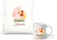 Zestaw Poduszka i Kubek PREZENT Wielkanoc zajączki pisanki + twoje imię