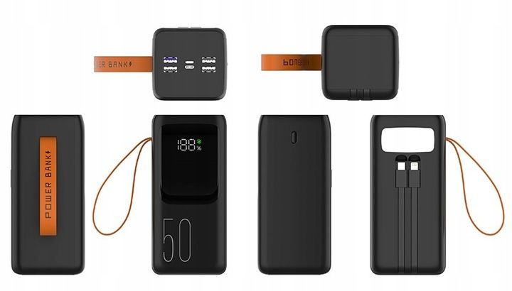 POWERBANK SZYBKI MOCNY USB-C Lightning 50000mAh PD QC 3.0 22.5W + kable zdjęcie 6
