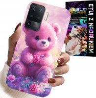 ETUI DO OPPO F19 PRO - SŁODKI MIŚ NA RÓŻOWYM TLE, CASE + SZKŁO
