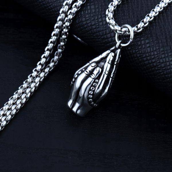 NASZYJNIK Srebrny Modlitwa Różaniec Wiara Ręce 307 zdjęcie 10