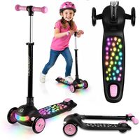 Hulajnoga trójkołowa dla dzieci balansowa LED Ricokids Glowi -czarno-różowa