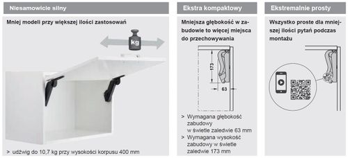 Podnośnik do szafek do klap górny Free Space Push 1.8 C, Antracyt na Arena.pl