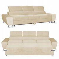 Sofa kanapa 3 os rozkładana z f. spania Bosso Family meble beżowy welur