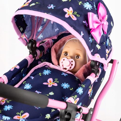 KINDERPLAY WÓZEK DLA LALEK GŁĘBOKI GONDOLA SKŁADANY DASZEK MIĘKKIE KOŁA na Arena.pl