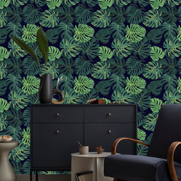 Tapeta W Rolce Duże LIŚCIE Tropikalne MONSTERA Rośliny Efekt 3D zdjęcie 6