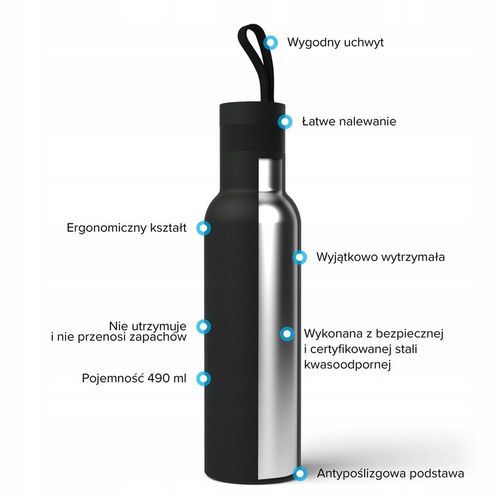 Butelka termiczna termos Dafi Easy 490ml (czarna) na Arena.pl