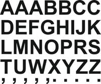 NAKLEJKI wycinane ploterowo LITERY kropki kreski samoprzylepne 10cm