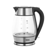 czajnik elektryczny teesa, szklany + inox, 2000 w, czarny, 1,7 l