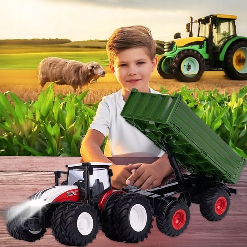 TRAKTOR ZDALNIE STEROWANY DUŻY Z PRZYCZEPĄ RC CIĄGNIK 42cm ładowanie USB na Arena.pl