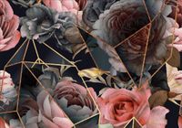 FOTOTAPETA marmur złote linie kwiaty 3D 400x280