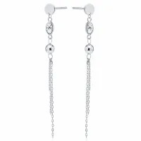 DŁUGIE WISZĄCE RODOWANE SREBRNE KOLCZYKI CHWOSTY ŁEZKI BIAŁE CYRKONIE