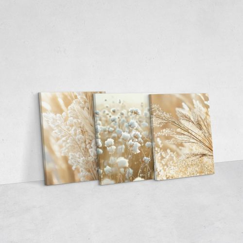 Obrazy Do Salonu Set Trawa Pampasowa Bawełna Boho Natura 90cm x 40cm na Arena.pl