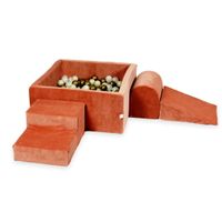 Piankowy plac zabaw z basenem kwadratowym 90x90x40 Velvet soft canyon clay + 400 piłek (stare złoto, opalizujące, jasne złoto)