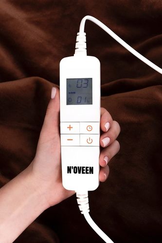 NOVEEN BRĄZOWY DUŻY KOC ELEKTRYCZNY 180x130cm MATA GRZEWCZA ZEGAR Z PILOTEM na Arena.pl