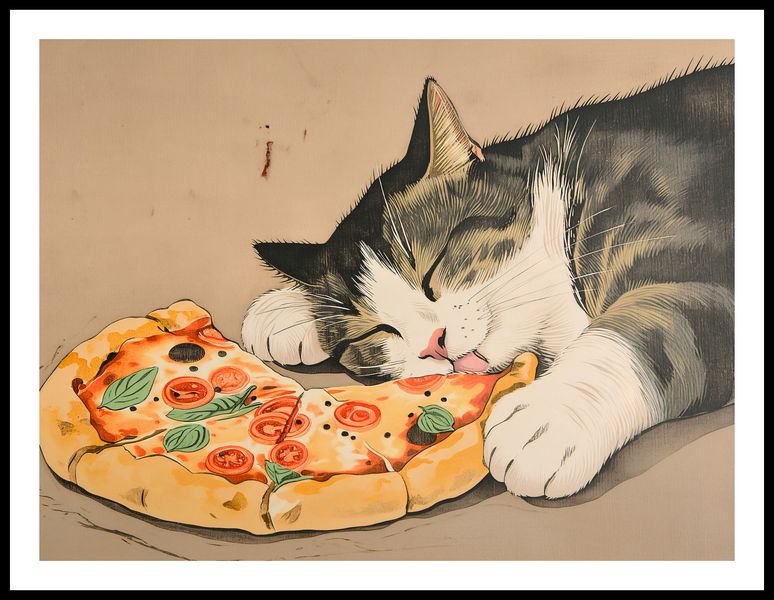 Plakat 80x60cm Pizza Dla Kota zdjęcie 3