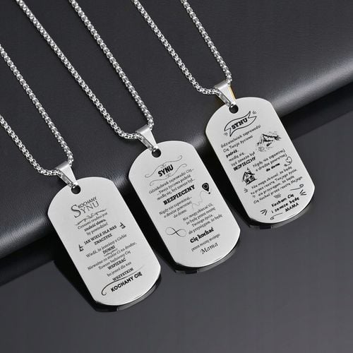 Srebrny Nieśmiertelnik Grawer Prezent dla Syna od Mamy Naszyjnik Męski BOX na Arena.pl