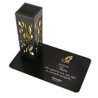 AŻUROWY ZNICZ SOLARNY z Podstawką METALOWĄ na Grób TATA LED