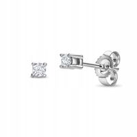 Kolczyki Sztyfty 14KT 585 Białe Złoto Diamenty 0,10ct Eleganckie 2,5x2,5 mm