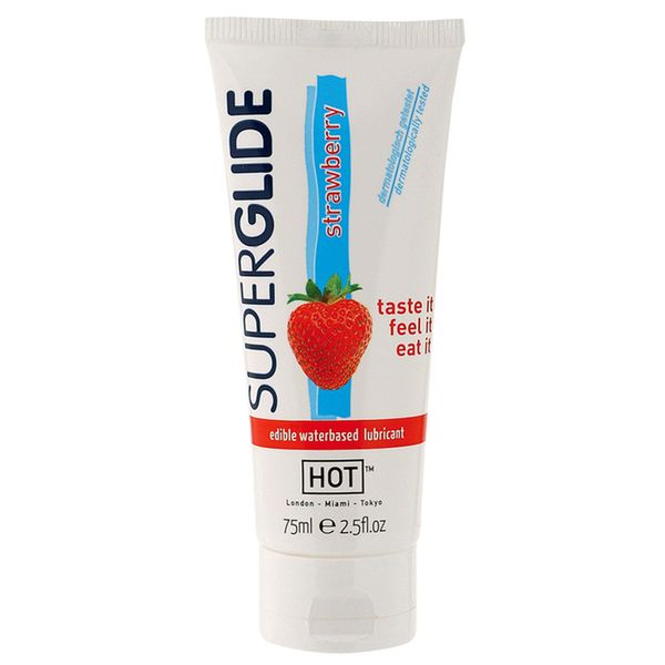 Żel-HOT Superglide STRAWBERRY- 75ml edible lubricant waterbased zdjęcie 1