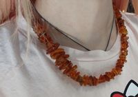 Srebrne naturalne korale z bursztynem na tarczycę