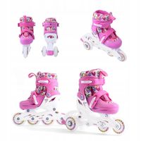 Bezpieczne łyżworolki 2w1 rolki wrotki z regulacją kauczukowe 26-29 Hearts