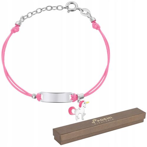 BRANSOLETKA Z BLASZKĄ 925 JEDNOROŻEC GRAWER NA SZNURECZKU DLA DZIEWCZYNKI na Arena.pl