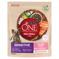 purina one mini delicate łosoś, ryż - sucha karma dla psa - 800 g
