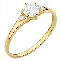 ZŁOTY PIERŚCIONEK OBRĄCZKA pr. 585 14k z Białym Oczkiem Cyrkonia r. 15