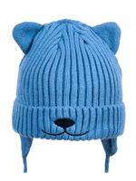 Czapka zimowa dziecięca niebieska nosek misia wiązana 34-36 YOCLUB