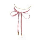 Naszyjnik Choker Velvet Chain - Różowy N485R