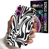 ETUI CASE DO IPHONE 16 - ABSTRAKCJA ZEBRA MODNE WZORY KOBIE + SZKŁO