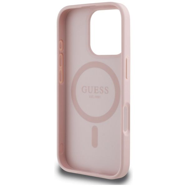 Etui Guess Grained Hot Stamp Peony Triangle Logo MagSafe do iPhone 16 Pro zdjęcie 7