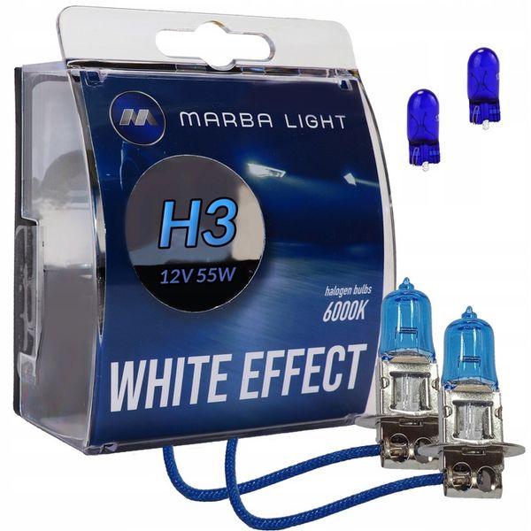 ŻARÓWKI H3 12V 55W MARBA LIGHT WHITE EFFECT + W5W zdjęcie 1