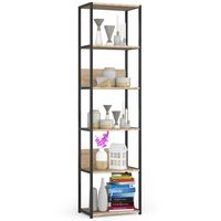Regał loftowy metalowy 50 cm - czarny-dąb sonoma - 6 półek
