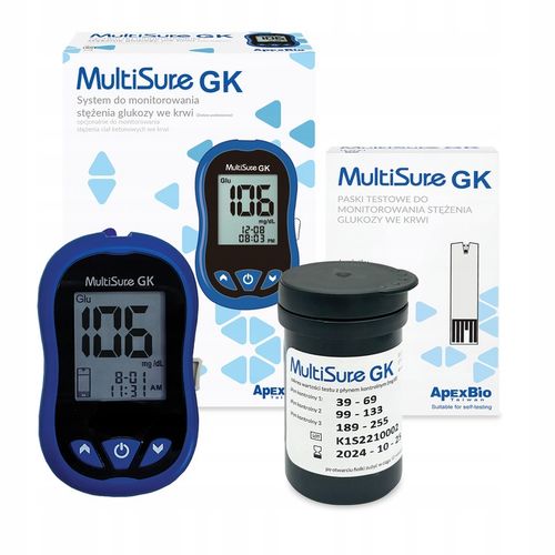 Ketometr Glukometr 2w1 Multisure GK pomiar glukozy ketonów + paski glukoza na Arena.pl