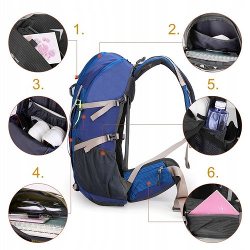 Plecak turystyczny 40l AOKING, niebieski, z miejscem na bukłak na Arena.pl