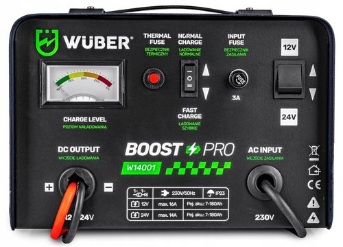 PROSTOWNIK AKUMULATOROWY 16A SAMOCHODOWY 7-180AH DO ŁADOWANIA 12V24V WUBER na Arena.pl