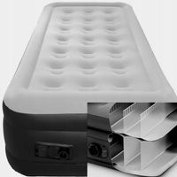 MOCNY Materac Dmuchany z POMPKĄ i WBUDOWANYM STELAŻEM Jednoosobowy Łóżko