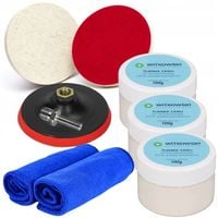 ZESTAW DO POLEROWANIA SZYB SZKŁA USUWANIA RYS TLENEK CERU 300g + FILC 125MM